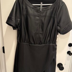By Anthropologie Faux Leather Mini Dress - Black